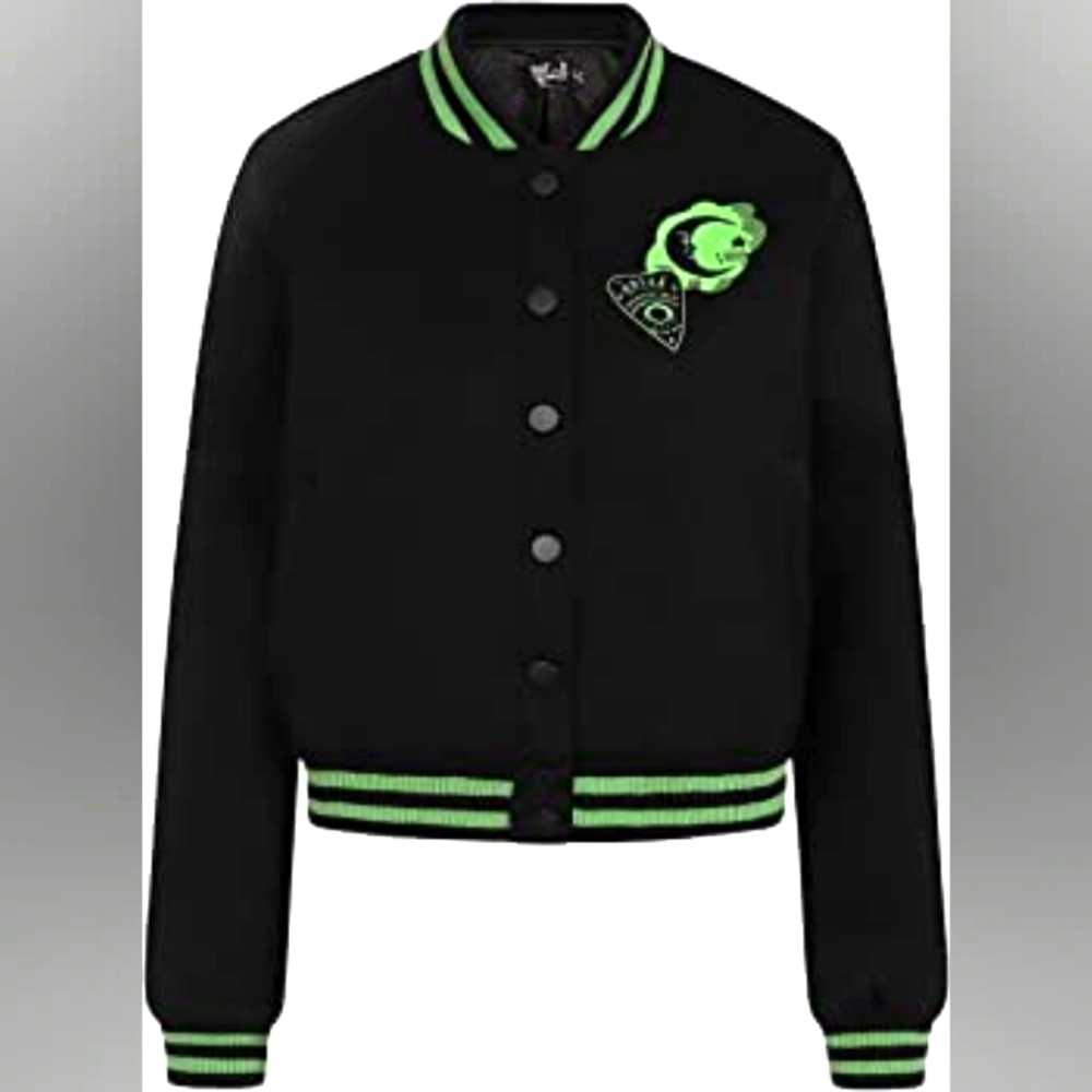 Hell Bunny Samara jacket LX green and black letterman jacket
